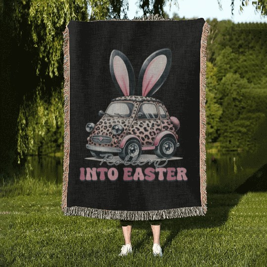 Happy Easter Bunny, Easter Day Woven Blankets