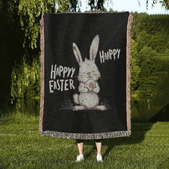 Happy Easter Bunny, Easter Day Woven Blankets