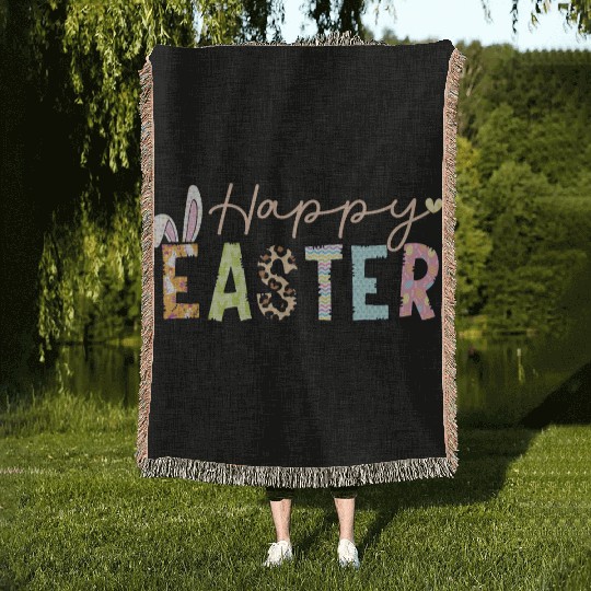 Happy Easter Bunny, Easter Day Woven Blankets
