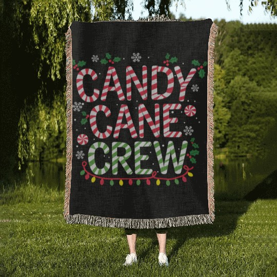Candy Cane Crew Funny Christmas Candy Cane Lover Woven Blankets