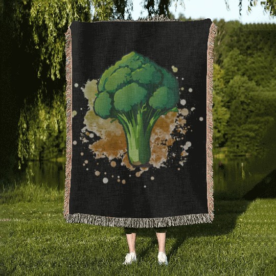 Vegetarian Vegan Broccoli Woven Blankets