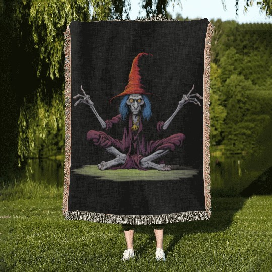 Witches Yoga Woven Blankets