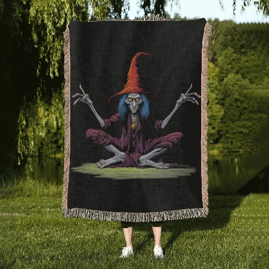 Witches Yoga Woven Blankets
