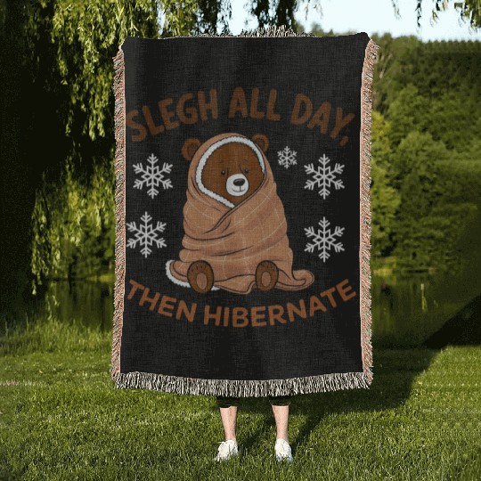 Woven Blankets Cozy Bear with "Sleigh All Day,