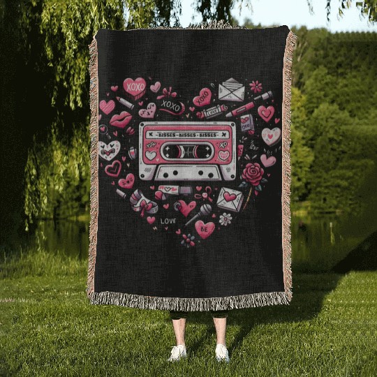 Valentines, Valentines Day, Retro Valentine Woven Blankets