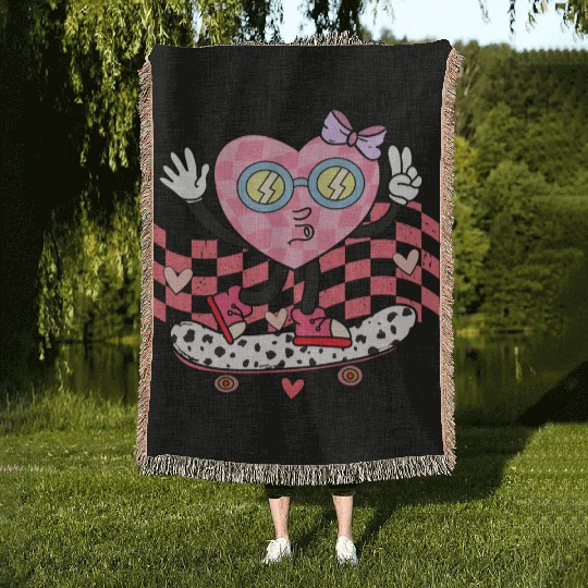 Mama Groovy Heart Woven Blankets