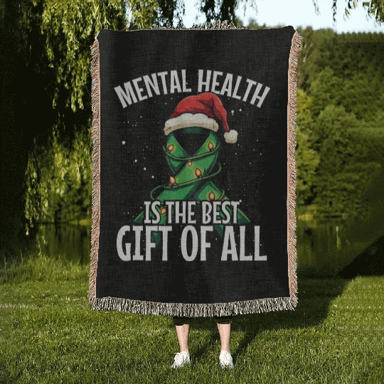 Mental Health is the best gift of all Christmas Woven Blankets