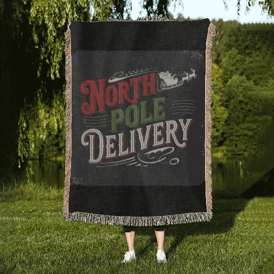 North Pole Express Vintage Style Retro Christmas Woven Blankets