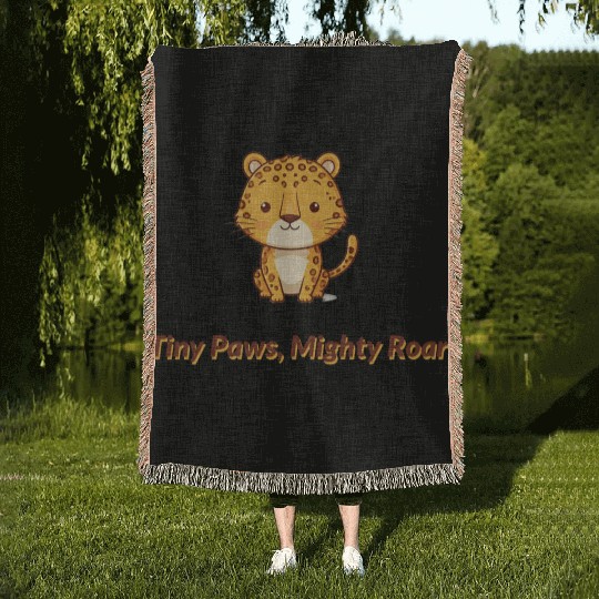 Tiny Paws Mighty Roar Jaguar Woven Blankets
