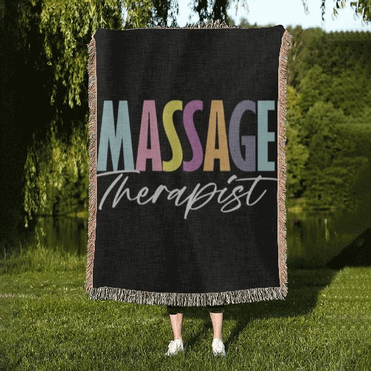 Colorful Massage Therapist Typography Art Woven Blankets