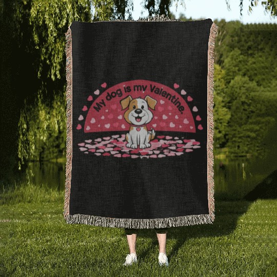 My Dog is My Valentine – Cute Dog Lover Woven Blankets