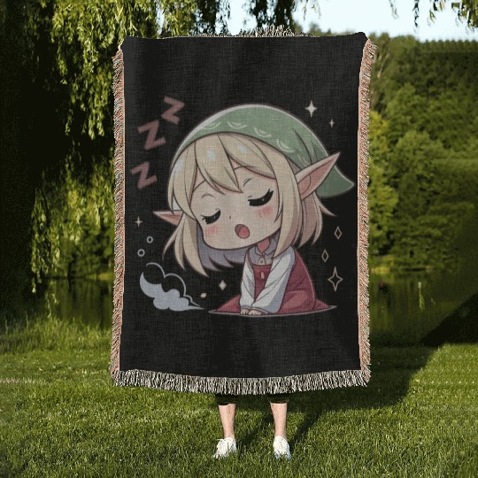 Sleepy Sprite: Cute Elf Napping So Lovingly Woven Blankets