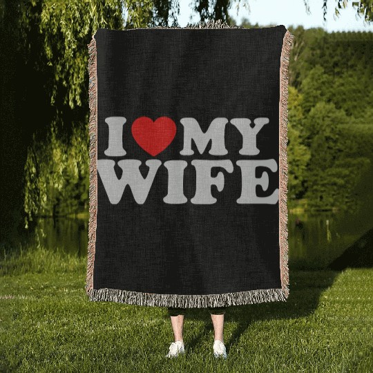 I Heart My Wife I Love My Wife Desgin Woven Blankets