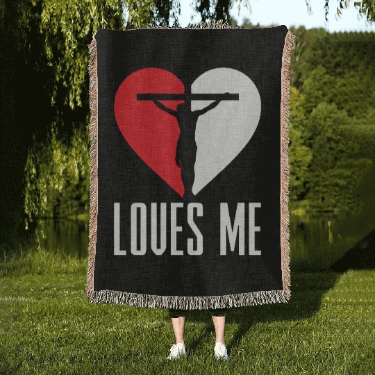 Jesus Loves Me Christian Christmas Woven Blankets