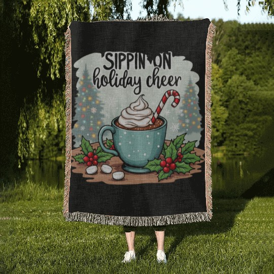Sippin' On Holiday Cheer Hot Cocoa Woven Blankets