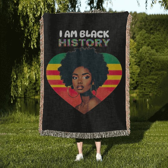 I AM BLACK HISTORY Woven Blankets