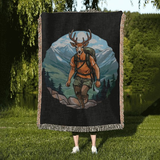 Deer hiking / mountaineering deer Woven Blankets