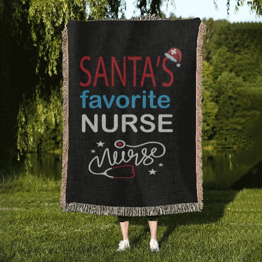 Christmas SANTA'S FAVORITE NURSE Woven Blankets