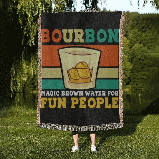 Bourbon Magic Brown Water For Fun People - Whiskey Woven Blankets