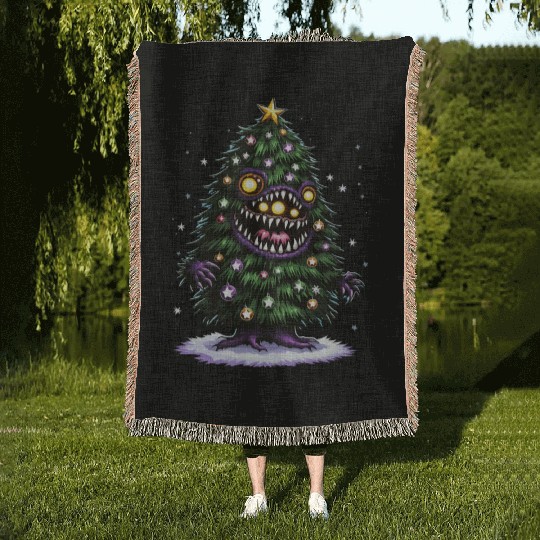 Christmas Tree Monster Woven Blankets