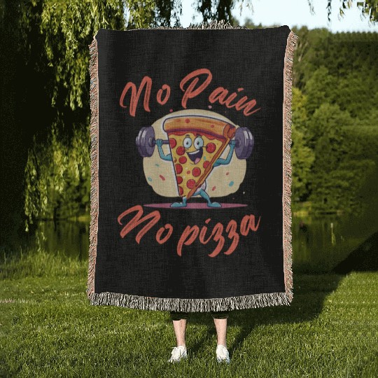 Pizza gym Woven Blankets