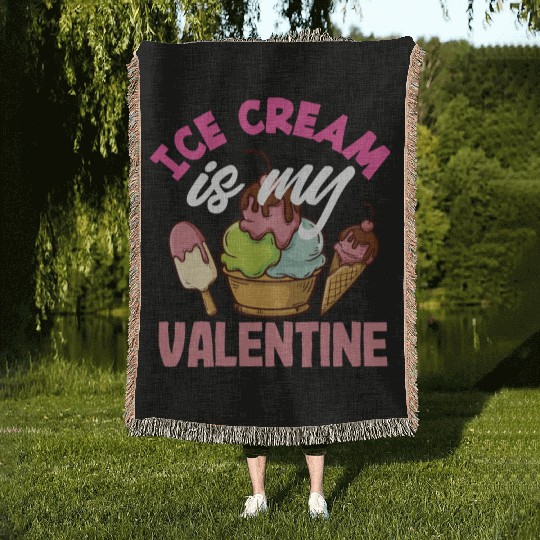 Ice Cream Lover Is My Valentine Woven Blankets