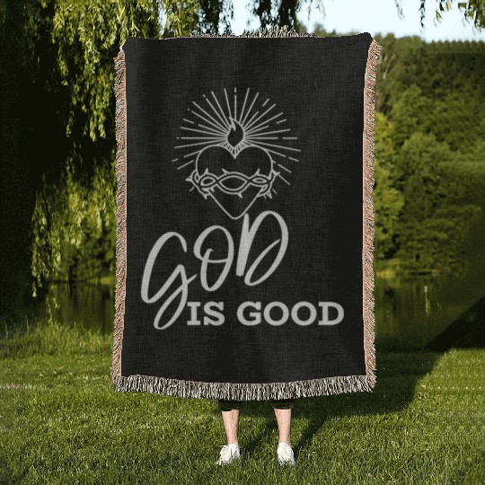 God is good Woven Blankets