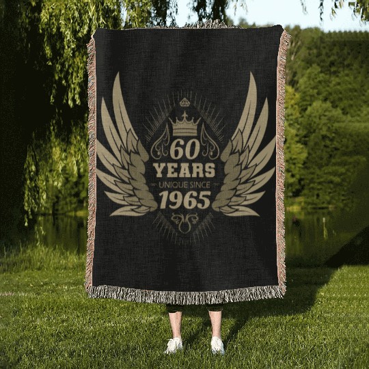 60 Years Unique Angel Wings Crown Woven Blankets