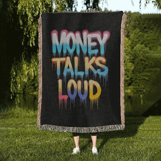 Money Talks Art Woven Blankets
