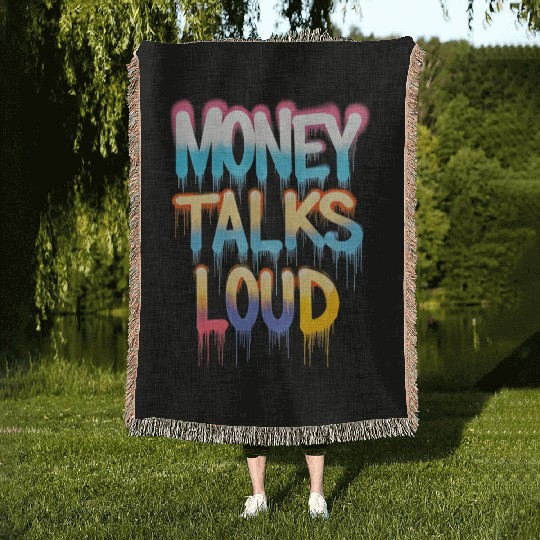 Money Talks Art Woven Blankets