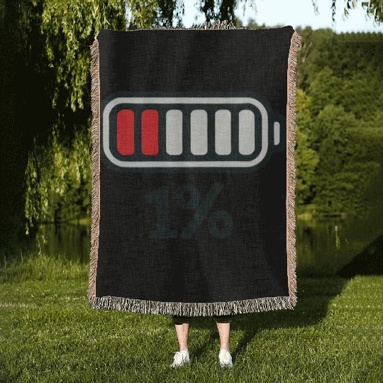 Low Battery Icon with 1% Charge Woven Blankets