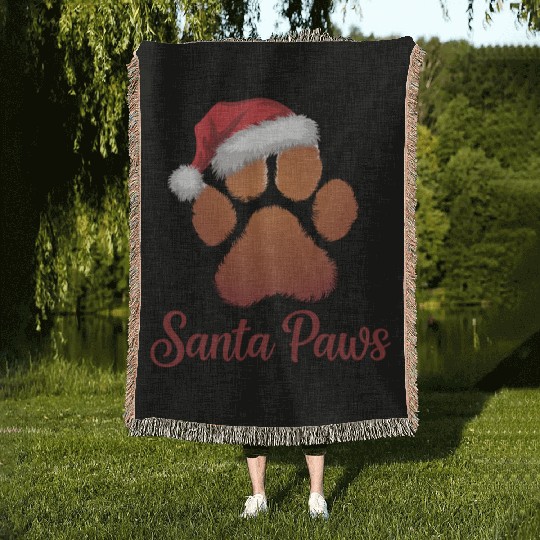 Santa Paws Christmas Woven Blankets, Cute Pet Lovers Holid
