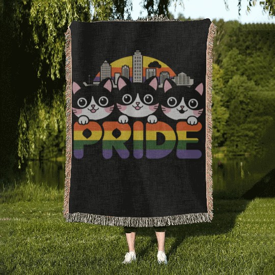 Pride of Austin City Texas USA Rainbow Flag Woven Blankets