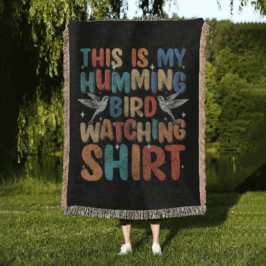 Hummingbird Nature Sign Woven Blankets