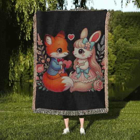 Beautiful couple heartvalentine's day design Woven Blankets