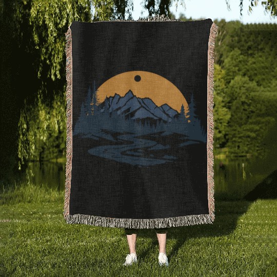 Majestic Mountain Sunset Woven Blankets