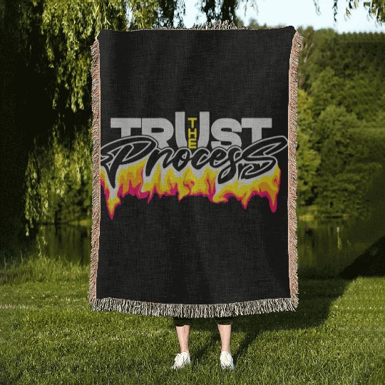 Trust the process typography design Woven Blankets