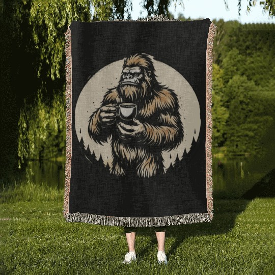 dark wild coffee wild man monkey Chewbacca Beard Woven Blankets