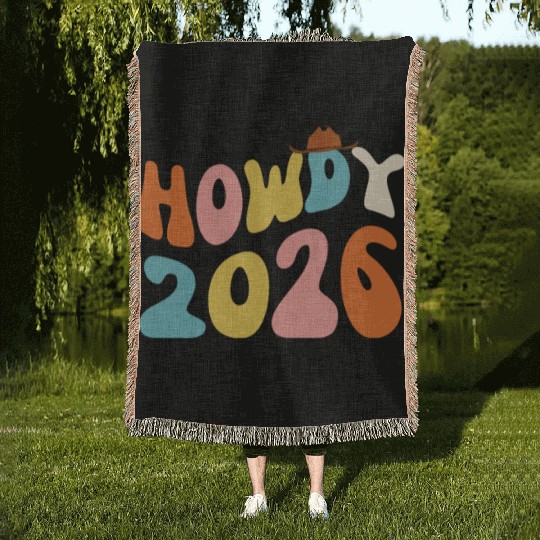 Howdy 2026 funny 2026 NYE Groovy Woven Blankets