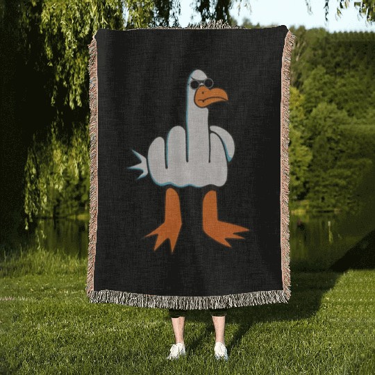 Rude Seagull Design Unis Funny Rude Seagulls Gift Woven Blankets