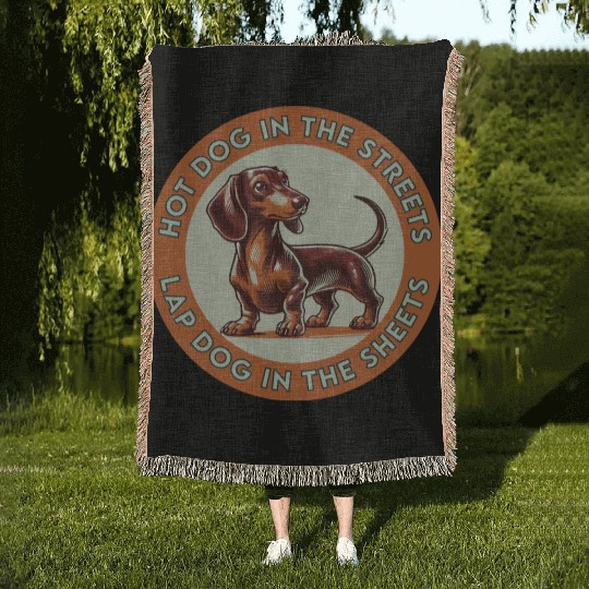 Hot Dog in the Streets Woven Blankets