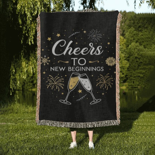 Cheers To New Beginings - Festive New Year's Eve Woven Blankets
