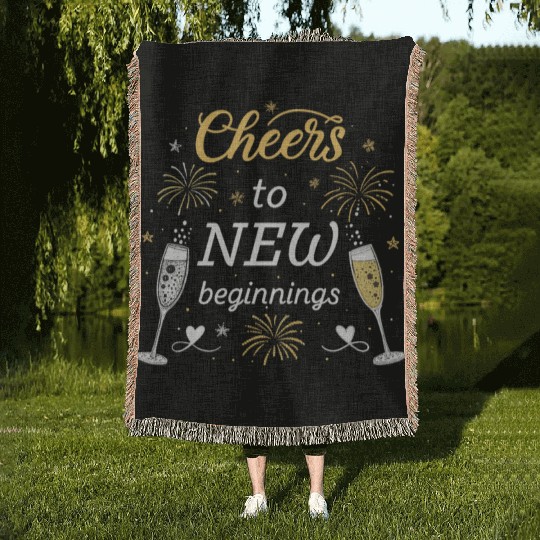 Cheers To New Beginings - Festive New Year's Eve Woven Blankets