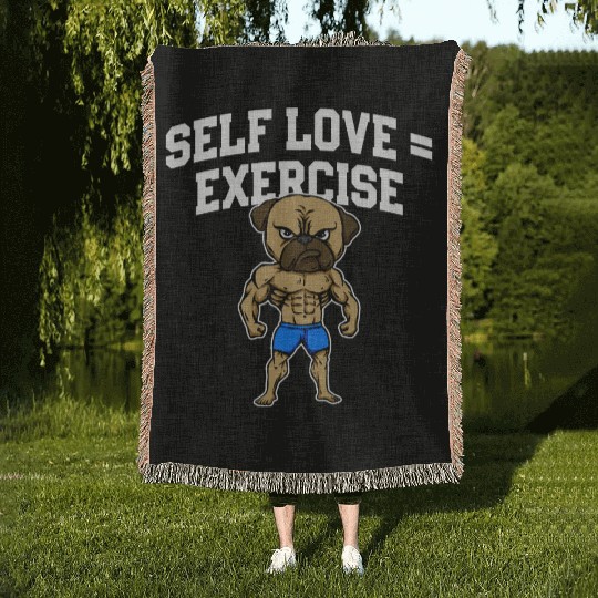 Self Love Exercise Workout Motivational Quote Gym Woven Blankets