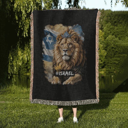 lion of judah - israel Woven Blankets