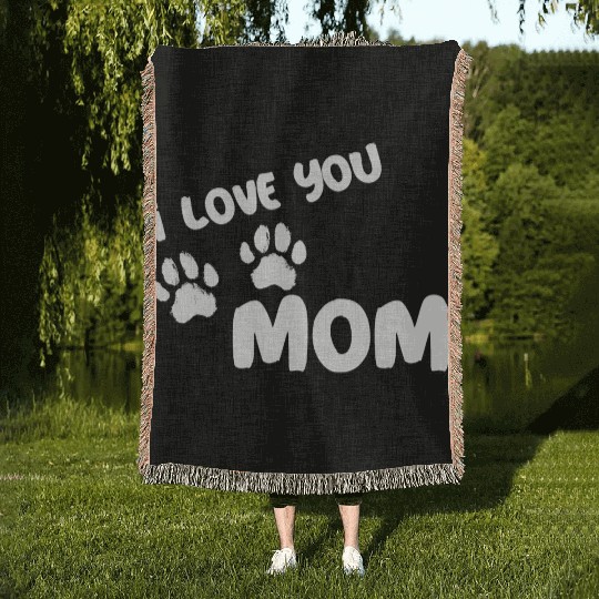 I Love You Mom Puppy Love for dark Woven Blankets