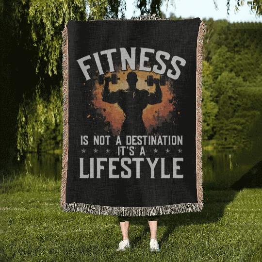 Fitness is not a Destination it`s a Lifestyle Gym Woven Blankets