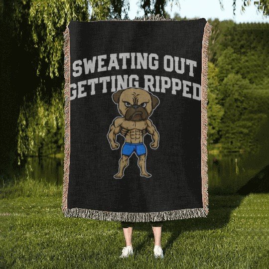 Sweating Out Getting Ripped Workout Player Gym Woven Blankets