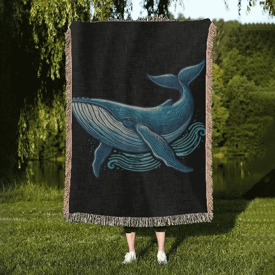 Blue Whale Woven Blankets
