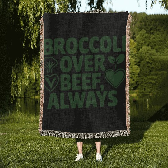Funny Vegan Gift Bio Nature Green Broccoli Woven Blankets